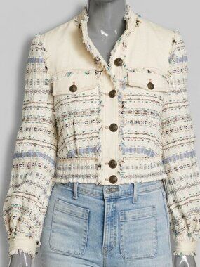 Veronica Beard Women's Ivory Darren Tweed Jacket Size 00